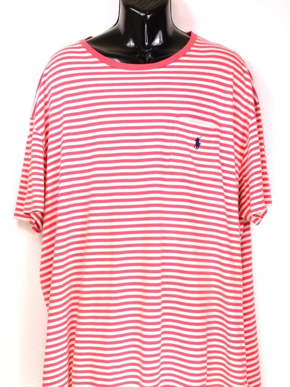 Polo Ralph Lauren Men's Size 2XB Red & White Striped Crew Neck Cotton T Shirt